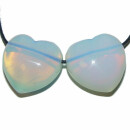 Opalith Herz Anhänger ca. 35 mm mit Bohrung ca. 2,5 mm blauer Opal Schimmer 1 Stück