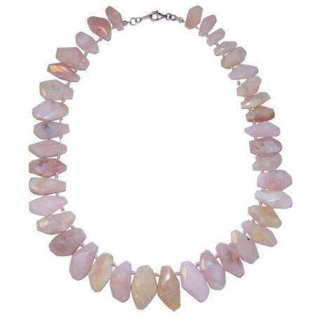 Anden Opal rosa Kette Collier mit 925er Silber Verschluss schöne rosa gemaserte Farbe