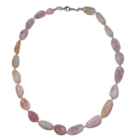 Anden Opal rosa Kette Collier mit 925er Silber Verschluss schöne rosa gemaserte Farbe