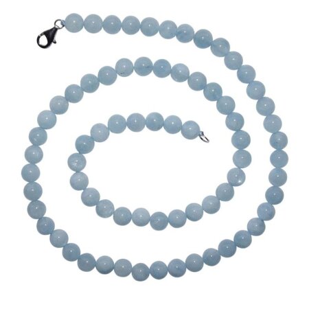 Aquamarin Kette Kugel 6 mm/45 cm mit 925er Silber Verschluss A* Super Qualität