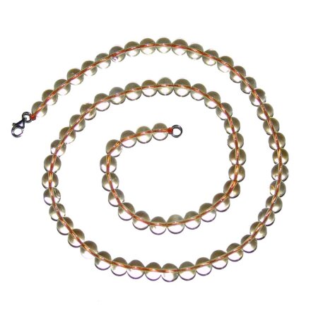 Citrin echt - natur 45 cm Kette 6mm Ø Kugel mit 925er...