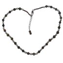 Labradorit und Bergkristall Edelstein Kugel Kette, Ø ca 3mm, mit Silber Karabiner Verschluss