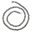 Mondstein grau Kette Kugel Ø 6 mm Länge 45 cm mit 925er Silber Verschluss