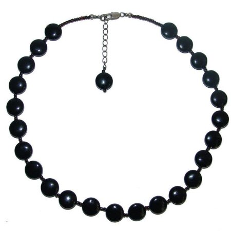 Onyx Edelstein Disk Kette , Ø ca 15 mm , mit Silber...