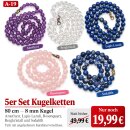 5er Set Kugelketten 80 cm mm Kugel Amethyst Rosenquarz...