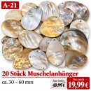 20 Stück Muschelanhänger ca. 30 - 60 mm