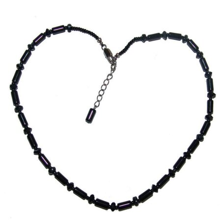 Onyx Edelstein Stäbchen Kette mit facettierten Onyx...