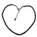 Onyx Edelstein Stäbchen Kette mit facettierten Onyx Kugeln mit Silber Karabiner Verschluss