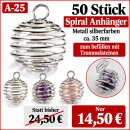 50 Stück Spiralanhänger Metall silberfarben ca....