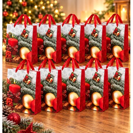 10 er Set Geschenktüten Weihnachtstüten Tüten Weihnachten ca. 32x26x12cm