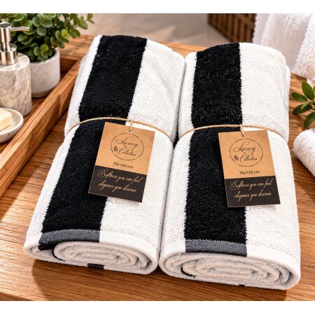 2er Set Duschtuch Handtuch Baumwolle 440g/qm grau schwarz beige ca.70x150cm