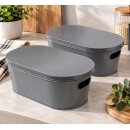 2er Set Metall Dose Behälter Anthrazit gau oval mit...