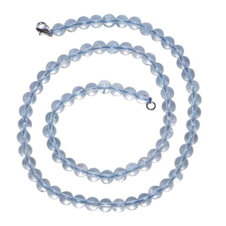 Topas blau Kette Kugel 6 mm/45 cm mit 925er Silber Verschluss schöne klare Aqua Farbe
