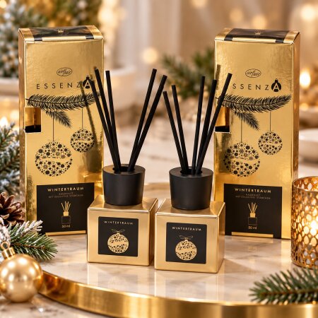 2 Stück Raumduft Duft goldfarben  für Räume mit Stäbchen WINTERDRAUM je 50ml