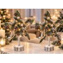 2er Set Deko Holz Stern Silber Kugeln Tanne Schnee...