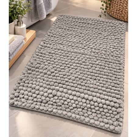 Badematte Badvorleger Matte Badezimmer grau ca. 50x80cm Schlaufenstruktur