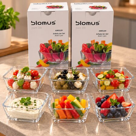 Blomus pure life 2x 3er Set Glasschalen AMILIO Schale Glas kristallklar11x10x5cm