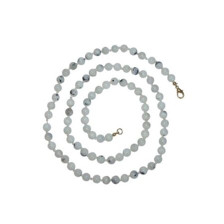 Regenbogen-Mondstein Kette, Kugelkette 8/80  einzeln geknotet