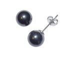 Hämatit Kugel Ohrstecker 8 mm auch Blutstein genannt glänzend dunkel grau