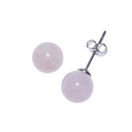 Rosenquarz Kugel Ohrstecker 8 mm schöner schönes Pastell...