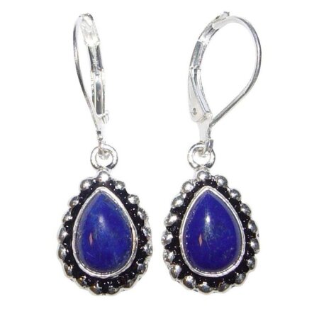 Lapislazuli Ohrhänger oval mit 925er Silber ca. 12 x 10...