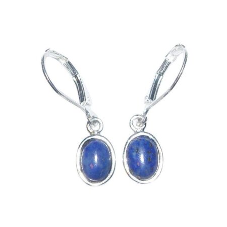 Lapislazuli Ohrhänger oval mit 925er Silber ca. 10 x 8mm plus Öse ca. 15 mm