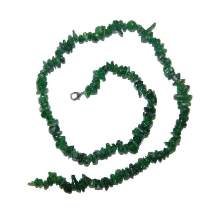 Diopsid grün Splitter Kette 45 cm mit silberfarbenem Karabinerverschluss
