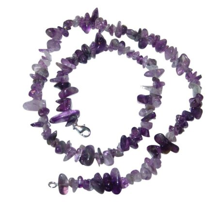 Amethyst Splitterkette 45 cm mit silberfarbenem Karabinerverschluss