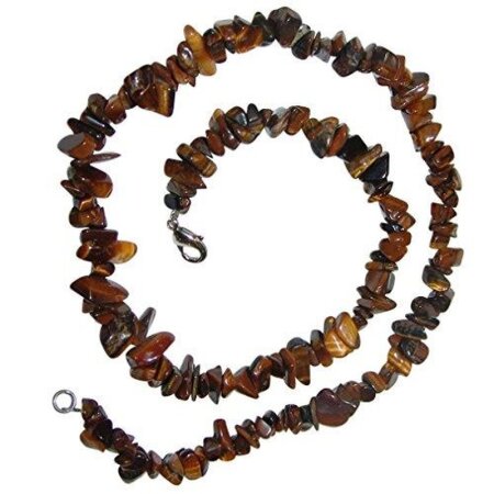 Tigerauge Splitter Kette  45 cm mit silberfarbenem Karabinerverschluss