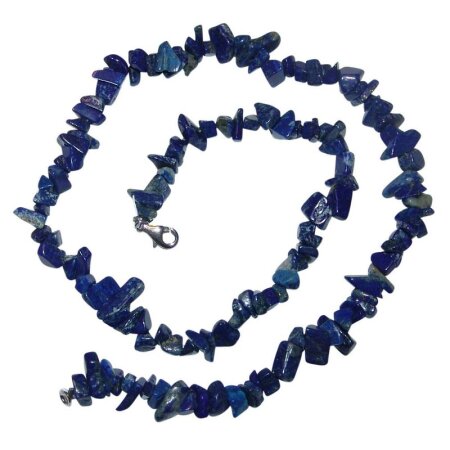 Lapislazuli Splitterkette 45 cm mit silberfarbenem Karabinerverschluss
