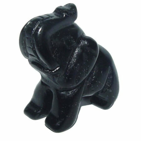 Obsidian schwarz Elefant ca. 22 x 30 mm