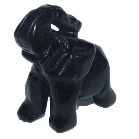 Obsidian schwarz Elefant ca. 30 x 43 mm