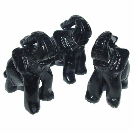 Obsidian schwarz Elefant ca. 30 x 43 mm