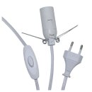 Zuleitung Kabel für Salzlampen, 250 cm lang, weißes Kabel mit Schalter
