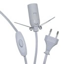 Zuleitung Kabel für Salzlampen, 250 cm lang, weißes Kabel mit Schalter