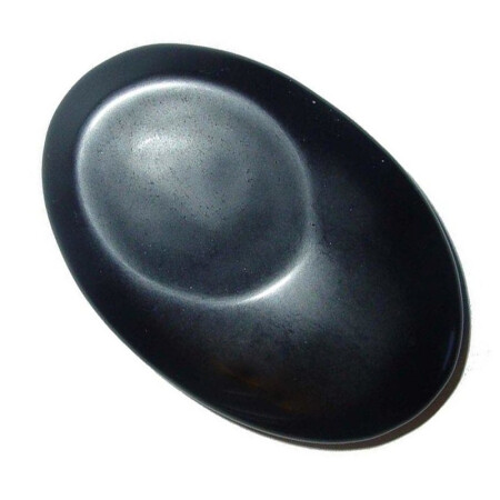 Obsidian schwarz Daumenstein flacher XL Stein mit Mulde ca. 60 mm