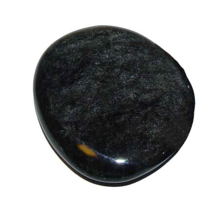 Obsidian silber flacher Trommelstein Handschmeichler ca. 30 - 40 mm