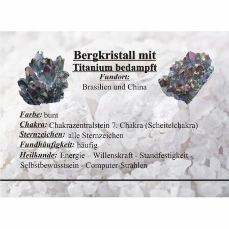 Edelsteinkarten- Bergkristall mit Titanium