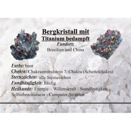 Edelsteinkarten- Bergkristall mit Titanium