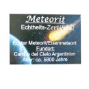 Meteorit Eisenmeteorit mit Echtheitszertifikat ca. 25 - 35 mm ca. 25 - 30 g