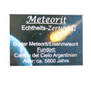 Meteorit Eisenmeteorit  Handschmeichler mit Echtheitszertifikat ca. 18 - 20 mm ca. 4-5 g