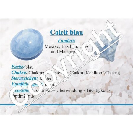 Edelsteinkarten- Calcit blau