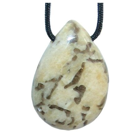 Zebra Feldspat Trommelstein Tropfen gebohrt (2,5 mm) ca. 35 x 20 mm Anhänger Edelstein