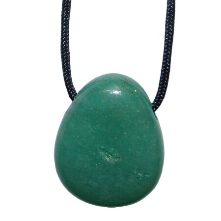Aventurin grün Anhänger flacher Trommelstein in Tropfen Form ca. 30 x 20 mm mit Bohrung ca. 2,5mm
