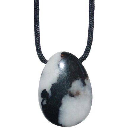 Zebra Marmor Trommelstein Tropfen gebohrt (2,5 mm) ca. 30 x 20 mm Anhänger Edelstein