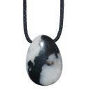 Zebra Marmor Anhänger flacher Trommelstein ca. 30 x 20 mm mit Bohrung 2,5 mm
