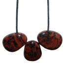 Mahagonieobsidian Trommelstein Tropfen gebohrt (2,5 mm) ca. 30 x 20 mm Anhänger Edelstein