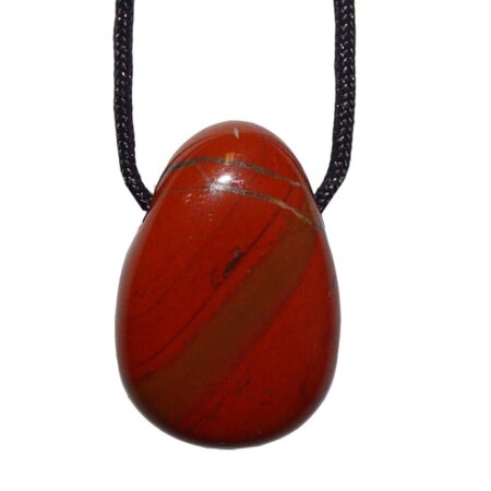 Jaspis rot Trommelstein Tropfen gebohrt (2,5 mm) ca. 30 x 20 mm Anhänger Edelstein