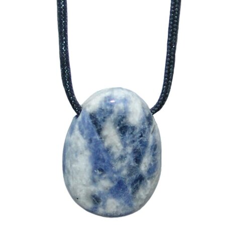 Sodalith Trommelstein Tropfen gebohrt (2,5 mm) ca. 30 x 20 mm Anhänger Edelstein