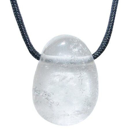 Bergkristall Trommelstein Tropfen gebohrt (2,5 mm) ca. 30 x 20 mm Anhänger Edelstein